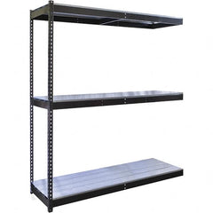 Hallowell - 3 Shelf Add-On EZ-Deck Open Steel Shelving - 705 Lb Capacity, 48" Wide x 84" High x 30" Deep, Midnight Ebony - Caliber Tooling