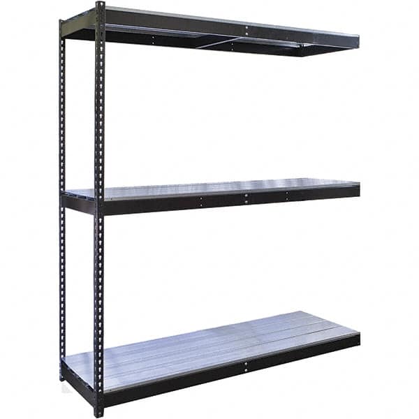 Hallowell - 3 Shelf Add-On EZ-Deck Open Steel Shelving - 700 Lb Capacity, 60" Wide x 84" High x 24" Deep, Midnight Ebony - Caliber Tooling