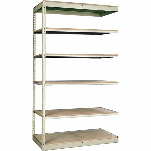 Hallowell - 6 Shelf Add-On Particle Board Open Steel Shelving - 250 Lb Capacity, 48" Wide x 84" High x 12" Deep, Tan - Caliber Tooling