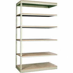 Hallowell - 6 Shelf Add-On Particle Board Open Steel Shelving - 250 Lb Capacity, 36" Wide x 84" High x 12" Deep, Tan - Caliber Tooling