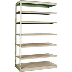 Hallowell - 7 Shelf Add-On Particle Board Open Steel Shelving - 250 Lb Capacity, 36" Wide x 84" High x 36" Deep, Tan - Caliber Tooling