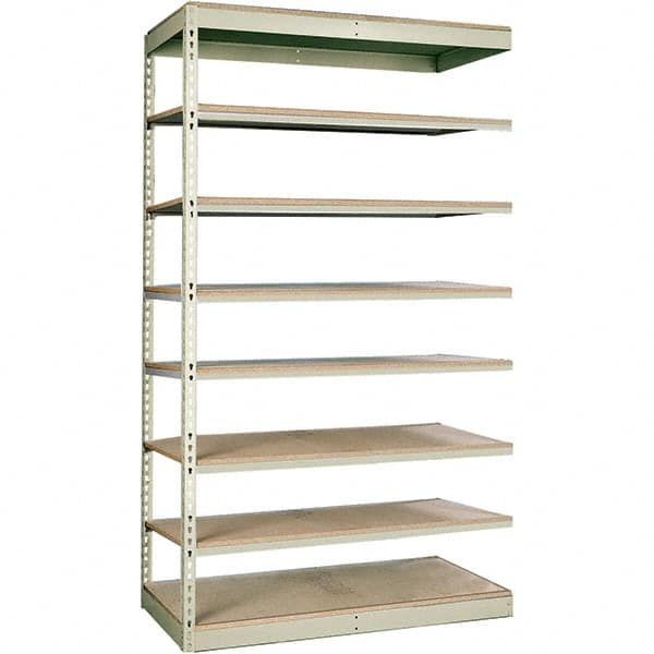 Hallowell - 8 Shelf Add-On Particle Board Open Steel Shelving - 250 Lb Capacity, 48" Wide x 84" High x 12" Deep, Tan - Caliber Tooling