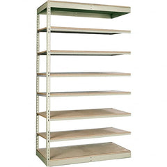 Hallowell - 8 Shelf Add-On Particle Board Open Steel Shelving - 250 Lb Capacity, 36" Wide x 84" High x 30" Deep, Tan - Caliber Tooling