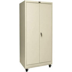 Hallowell - 4 Shelf Mobile Storage Cabinet - Steel, 48" Wide x 24" Deep x 78" High, Tan - Caliber Tooling