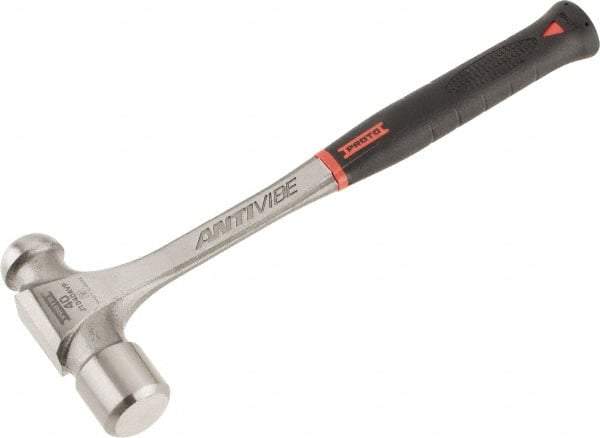 Proto - 2-1/2 Lb Head Steel Ball Pein Hammer - 15.24" Steel Handle with Grip, 1.72" Face Diam, 15-1/4" OAL, AntiVibe, Molded Textured Rubber Grip - Caliber Tooling