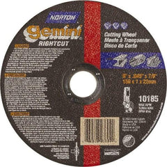 Norton - 6" Aluminum Oxide Cutoff Wheel - 0.045" Thick, 7/8" Arbor, Use with Die Grinders - Caliber Tooling