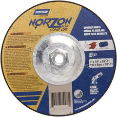 Norton - 24 Grit, 5" Wheel Diam, 1/4" Wheel Thickness, Type 27 Depressed Center Wheel - Ceramic - Caliber Tooling