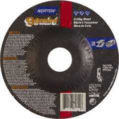 Norton - 46 Grit, 5" Wheel Diam, 3/32" Wheel Thickness, 7/8" Arbor Hole, Type 27 Depressed Center Wheel - Aluminum Oxide - Caliber Tooling