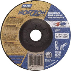 Norton - 24 Grit, 4" Wheel Diam, 1/8" Wheel Thickness, 5/8" Arbor Hole, Type 27 Depressed Center Wheel - Ceramic, 15,280 Max RPM - Caliber Tooling