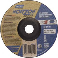 Norton - 46 Grit, 6" Wheel Diam, 7/8" Arbor Hole, Type 27 Depressed Center Wheel - Caliber Tooling