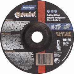 Norton - 36 Grit, 6" Wheel Diam, 1/8" Wheel Thickness, 7/8" Arbor Hole, Type 27 Depressed Center Wheel - Aluminum Oxide - Caliber Tooling