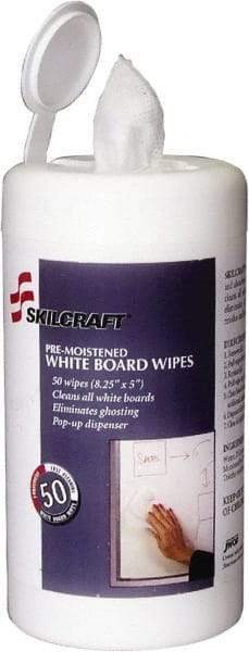 Ability One - Pre-Moistened White Board Wipes - Center Pull, 4-1/4" x 6-1/4" Sheet Size, White - Caliber Tooling