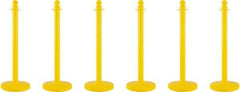 PRO-SAFE - 40" High, 2-1/2" Pole Diam, Warning Post - 14" Base Diam, Round Plastic Base, Yellow Plastic Post, For Outdoor Use - Caliber Tooling