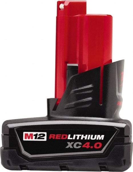 Milwaukee Tool - 12 Volt Lithium-Ion Power Tool Battery - 4 Ahr Capacity, 1-1/2 hr Charge Time, Series M12 XC RED - Caliber Tooling