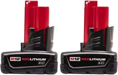 Milwaukee Tool - 12 Volt Lithium-Ion Power Tool Battery - 3 Ahr Capacity, 1 hr Charge Time, Series M12 XC RED - Caliber Tooling