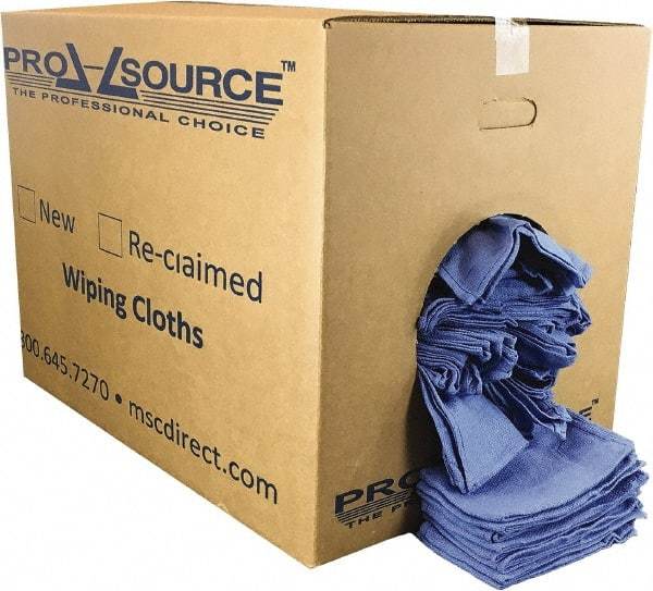 PRO-SOURCE - 25 Inch Long x 16 Inch Wide Virgin Cotton Rags - Blue, Huck, Lint Free, 50 Lbs. at 5 to 7 per Pound, Box - Caliber Tooling