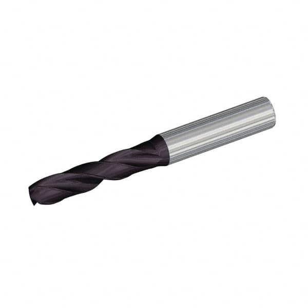 Screw Machine Length Drill Bit: 0.4961″ Dia, 140 °, Solid Carbide Multilayer TiAlN Finish, Right Hand Cut, Spiral Flute, Straight-Cylindrical Shank, Series B966A