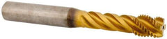 Kennametal - M12x1.50 Metric Fine 4 Flute 6HX Modified Bottoming Spiral Flute Tap - Solid Carbide, TiAlN Finish, 100mm OAL, Right Hand Flute, Right Hand Thread, Series T331 - Caliber Tooling