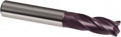 Guhring - 1/2", 3" LOC, 1/2" Shank Diam, 6" OAL, 4 Flute, Solid Carbide Square End Mill - Single End, Super-A Finish, Spiral Flute, 30° Helix, Right Hand Cut, Right Hand Flute, Series 3851 - Caliber Tooling