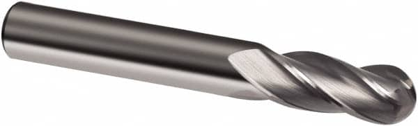 Guhring - 23/64" Diam, 1" LOC, 4 Flute Solid Carbide Ball End Mill - Uncoated, Single End, 2-1/2" OAL, 23/64" Shank Diam, Spiral Flute - Caliber Tooling