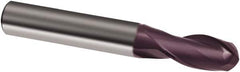 Guhring - 9/16" Diam, 1-1/8" LOC, 2 Flute Solid Carbide Ball End Mill - FIREX Finish, Single End, 3-1/2" OAL, 9/16" Shank Diam, Spiral Flute - Caliber Tooling