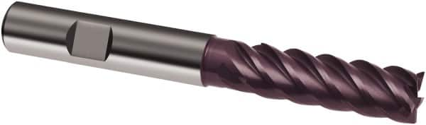 Guhring - 20mm, 60mm LOC, 20mm Shank Diam, 126mm OAL, 5 Flute, Solid Carbide Square End Mill - Single End, FIREX Finish, Spiral Flute, 45° Helix, Centercutting, Right Hand Cut, Right Hand Flute, Series 3898 - Caliber Tooling