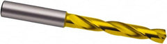 Guhring - 19mm 140° Solid Carbide Jobber Drill - TiN Finish, Right Hand Cut, Spiral Flute, 143mm OAL, SF Point - Caliber Tooling