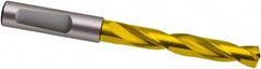 Guhring - 3/4" 140° Solid Carbide Jobber Drill - TiN Finish, Right Hand Cut, Spiral Flute, 153mm OAL, SU Point - Caliber Tooling