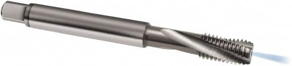 Guhring - M4x0.70 Metric 3 Flute 6H Modified Bottoming Spiral Flute Tap - Solid Carbide, Bright Finish, 63mm OAL, Right Hand Flute, Right Hand Thread, D3/D4, Series 971 - Caliber Tooling