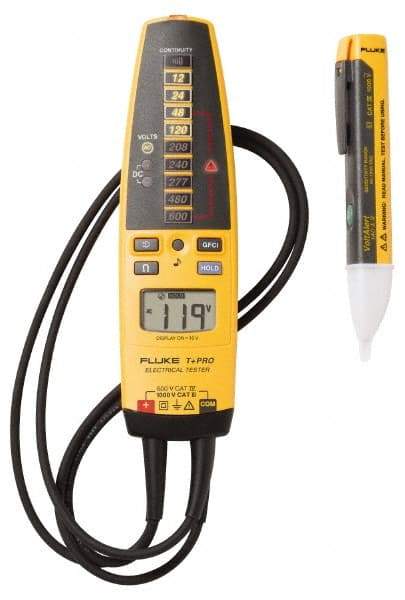 Fluke - 1 Piece, Test Lead Set - 600 Volt Max, LCD Display - Caliber Tooling