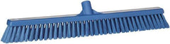 Vikan - 24" Combo Duty Polyester Push Broom - 2" Bristle Length, Plastic Block, European Threaded Handle Connection - Caliber Tooling