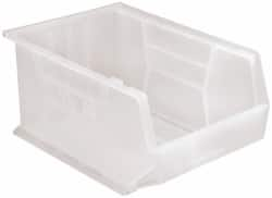 Quantum Storage - 75 Lb. Load Capacity, 16" Deep, Clear Polypropylene Hopper Stacking Bin - 8" High x 11" Wide x 16" Long - Caliber Tooling