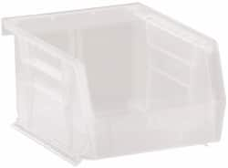 Quantum Storage - 10 Lb. Load Capacity, 5-3/8" Deep, Clear Polypropylene Hopper Stacking Bin - 3" High x 4-1/8" Wide x 5-3/8" Long - Caliber Tooling