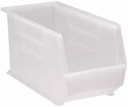 Quantum Storage - 60 Lb. Load Capacity, 18" Deep, Clear Polypropylene Hopper Stacking Bin - 9" High x 8-1/4" Wide x 18" Long - Caliber Tooling