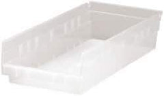 Quantum Storage - 40 Lb. Load Capacity, 17-7/8" Deep, Clear Polypropylene Hopper Shelf Bin - 4" High x 8-3/8" Wide x 17-7/8" Long - Caliber Tooling