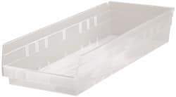 Quantum Storage - 50 Lb. Load Capacity, 23-5/8" Deep, Clear Polypropylene Hopper Shelf Bin - 4" High x 8-3/8" Wide x 23-5/8" Long - Caliber Tooling