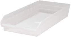 Quantum Storage - 50 Lb. Load Capacity, 23-5/8" Deep, Clear Polypropylene Hopper Shelf Bin - 4" High x 11-1/8" Wide x 23-5/8" Long - Caliber Tooling