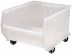 Quantum Storage - 125 Lb. Load Capacity, 23-7/8" Deep, Clear Polypropylene Hopper Stacking Bin - 12" High x 18-1/4" Wide x 23-7/8" Long - Caliber Tooling