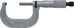 Starrett - 1 to 2" Range, 0.0001" Graduation, Mechanical Outside Micrometer - Ratchet Stop Thimble, Accurate to 0.00005" - Caliber Tooling