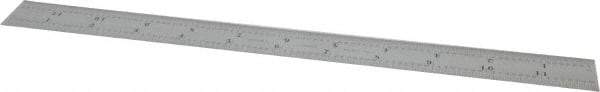 Starrett - 12" Long, 1/64, 1/50, 1/32, 1/10" Graduation, Flexible Steel Rule - 3R Graduation Style, 1" Wide, Silver, Satin Chrome Finish - Caliber Tooling