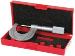 Starrett - Mechanical, 0 to 1 Inch Measurement, Satin Chrome Finish Carbide Face Ball Anvil Micrometer - 0.001 Inch Graduation - Caliber Tooling