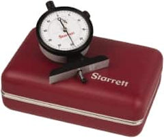 Starrett - 0 to 1/2 Inch Range, White Dial Depth Gage - 0.0005 Inch Graduation, 2-1/2 Inch Base Measuring Length - Caliber Tooling