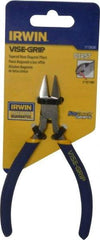 Irwin - 5" OAL, 16 AWG Capacity, Semi-Flush Diagonal Cutter - 3/4" Jaw Length x 13/16" Jaw Width, Tapered Head, Dipped Vinyl Handle - Caliber Tooling