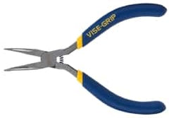 Irwin - 5" Long, 1-1/4" Jaw Length Smooth Jaw, Bent Nose Plier - Dipped Vinyl Handle - Caliber Tooling