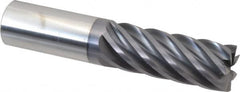 Accupro - 1", 2-5/8" LOC, 1" Shank Diam, 5" OAL, 7 Flute, Solid Carbide Square End Mill - Single End, AlTiN Finish, Spiral Flute, 37.50° Helix, Centercutting, Right Hand Cut, Right Hand Flute - Caliber Tooling