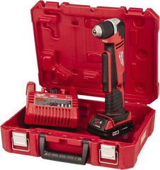 Milwaukee Tool - 18 Volt 3/8" Chuck Right Angle Handle Cordless Drill - 0-1500 RPM, Keyless Chuck, Reversible, 1 Lithium-Ion Battery Included - Caliber Tooling