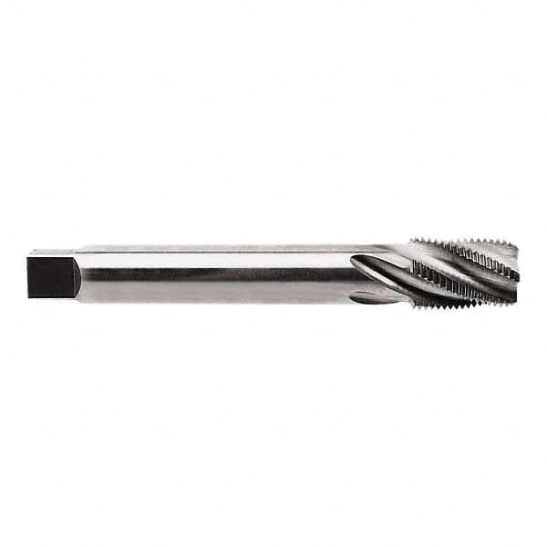 Regal Cutting Tools - 1/4-18 NPTF, 4 Flutes, Taper Chamfer, Bright Finish, High Speed Steel, Spiral Flute Pipe Tap - Right Hand Flute, 9/16" Shank Diam, 15/16" Thread Length, 3/8" Square Size, - Caliber Tooling