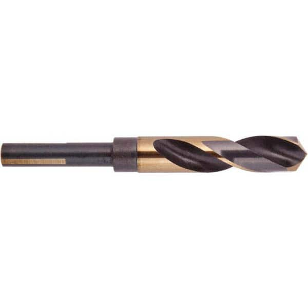 Reduced Shank Drill Bit: 7/8'' Dia, 1/2'' Shank Dia, 118  ™, High Speed Steel 6'' OAL, Coated Finish, Weldon Shank, RH Cut