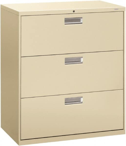 Hon - 36" Wide x 40.88" High x 19-1/4" Deep, 3 Drawer Lateral File - Steel, Putty - Caliber Tooling