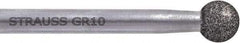 Strauss - 0.315" Head Diam x 0.32" Head Thickness Diamond (Abrasive) Round Tip Point Grinding Pin - 1/4" Shank Diam x 2.36" Shank Length, Medium Grade, (126 Mesh Grit) - Caliber Tooling